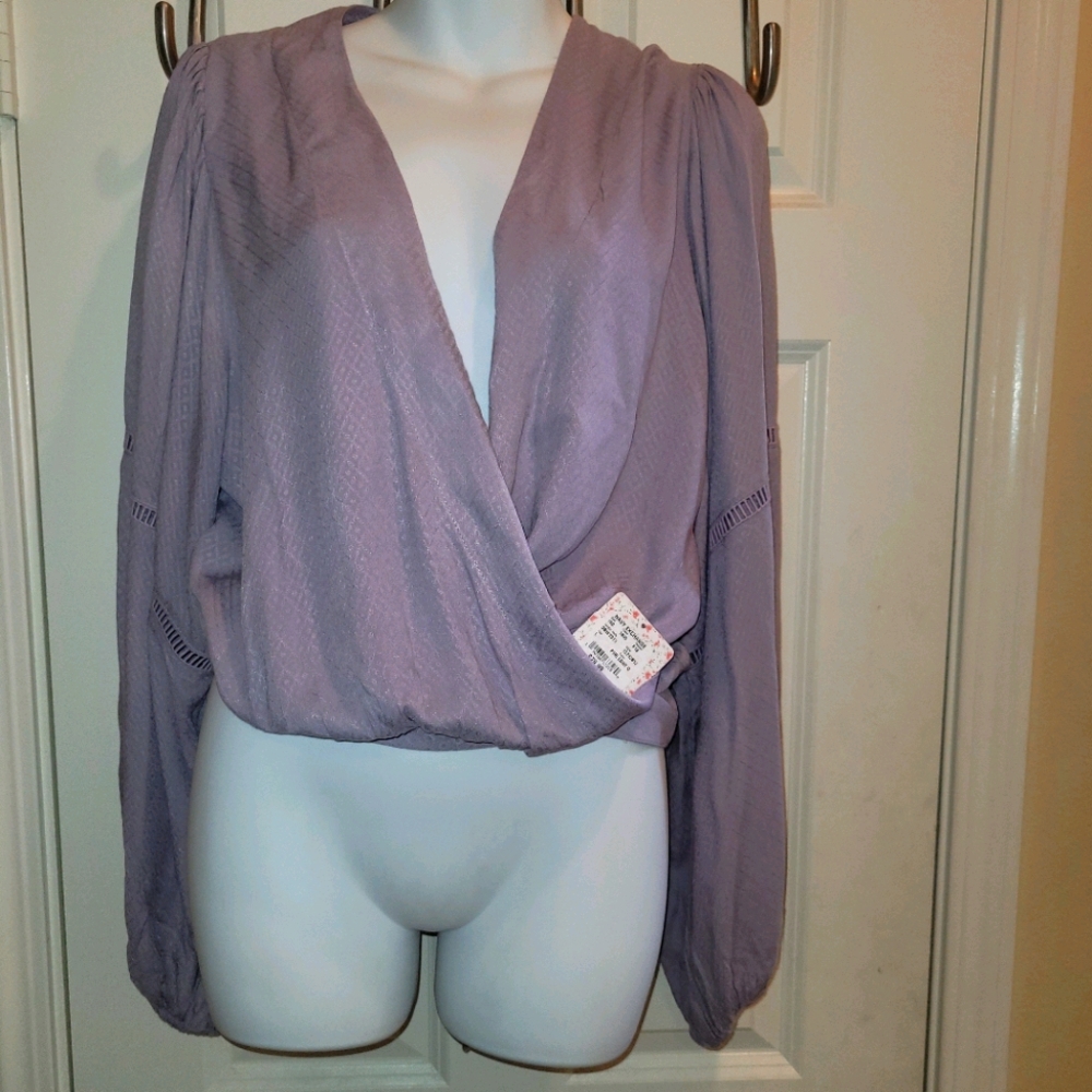 Free People Lavender wrap blouse